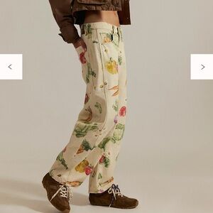 Free People We The Free Good Luck Printed Barrel Jeans- Garden Combo